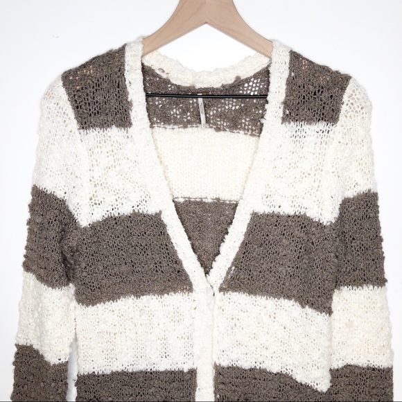 Free People Cuddle Bear Rugby Stripe Cardigan S - Picture 8 of 12